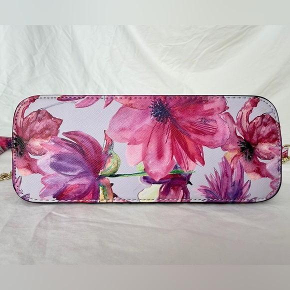 Steve Madden Purple Floral Tropical Print Dome Crossbody Purse - Picture 10 of 16